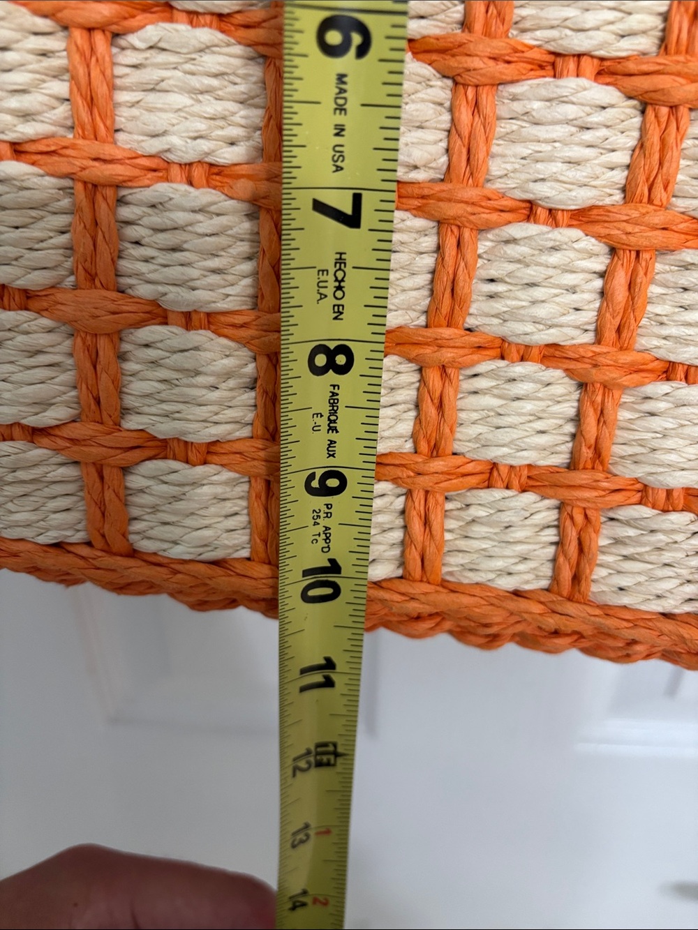 Orange and Cream Woven Tote Bag - Women's Beach & Everyday Bag - Picture 6 of 6